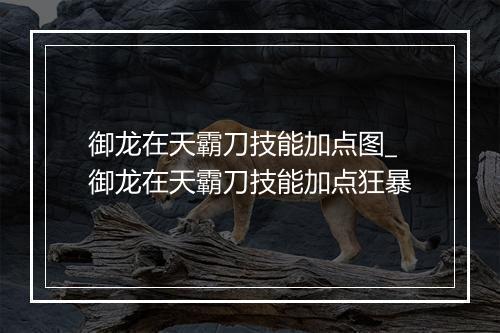 御龙在天霸刀技能加点图_御龙在天霸刀技能加点狂暴